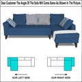 Adorn India Maddox Stripes L Shape 6 Seater Sofa Set RHS (Blue) (3 Year Warranty)