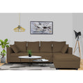 Zink Straight line L Shape 6 Seater Sofa Plain Cushion(Camel)