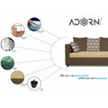 Zink Straight line L Shape 6 Seater Sofa Rhombus Cushion(Brown & Beige)