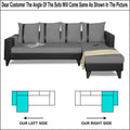 Adorn India Ashley L Shape 6 Seater Sofa Set Leatherette Fabric Stripes (Right Hand Side) (Grey & Black) (3 Year Warranty)