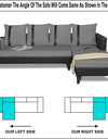 Adorn India Ashley L Shape 5 Seater Sofa Set Leatherette Fabric Stripes (Right Hand Side) (Grey & Black)
