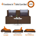 Adorn India Easy Two Seater Sofa Cum Bed Wave '4 x 6' (Brown)