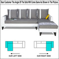 Adorn India Ashley Stripes Leatherette Fabric L Shape 8 Seater Sofa Set with 2 Ottoman Puffy & Center Table RHS (Grey & White) (3 Year Warranty)