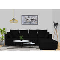 Zink Straight line L Shape 6 Seater Sofa Plain Cushion(Black)