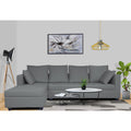 Zink Straight line L Shape 6 Seater Sofa Plain Cushion (Left Side Handle)(Grey)