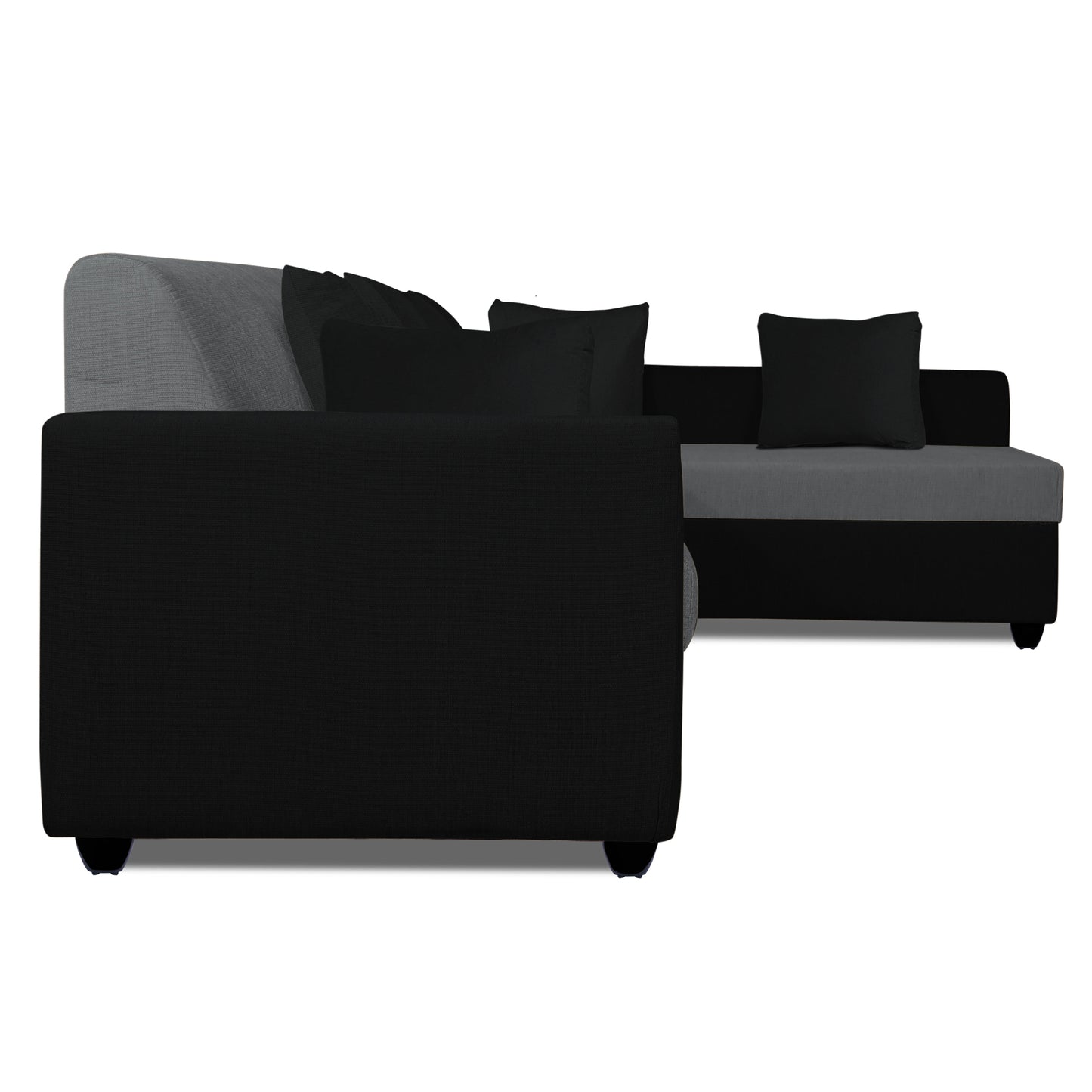 Adorn India Rio Decent L Shape 6 Seater corner Sofa Set (Right Side Handle) (Grey & Black)
