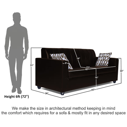 Adorn India Rio Highback Leatherette 3 Seater Sofa (Brown)
