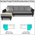 Adorn India Maddox Plain Two Tone L Shape 6 Seater Sofa Set LHS (Grey & Black) (3 Year Warranty)