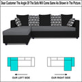 Zink Straight line L Shape 6 Seater Sofa Rhombus Cushion (Left Side Handle)(Grey & Black)