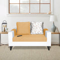Adorn India Ashley Digitel Print Leatherette Fabric 2 Seater Sofa (Beige & White) (3 Year Warranty)