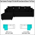 Zink Straight line L Shape 5 Seater Sofa Plain Cushion (Left Side Handle)(Black), Wood, Foam