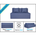 Adorn India Easy Two Seater Sofa Cum Bed Checks Design 4' x 6' (Grey)