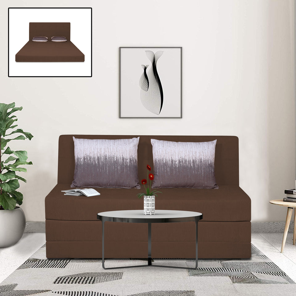 2 Seater Sofa Cum Bed Easy Highback Wave 4x6 (Brown)