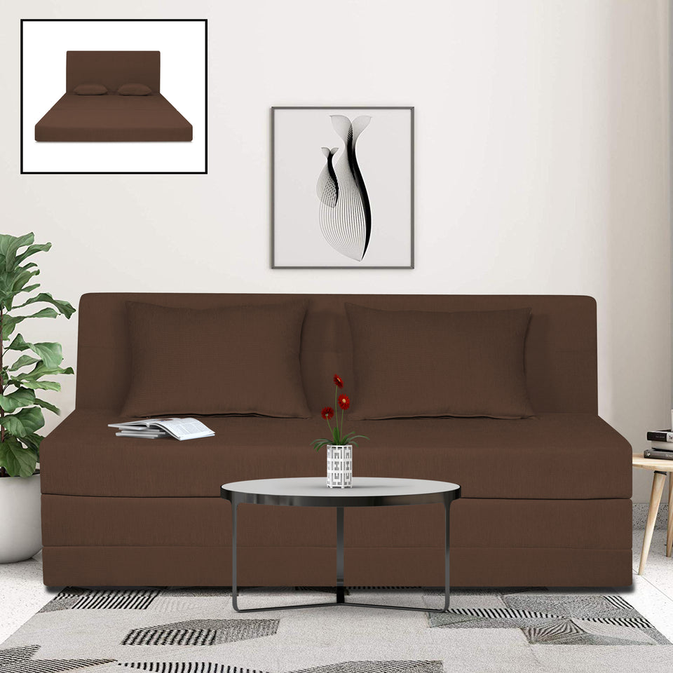 3 Seater Sofa Cum Bed Easy Highback Decent 6x6 (Brown)