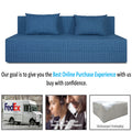Adorn India Easy Three Seater Sofa Cum Bed Checks Design 6' x 6' (Blue)