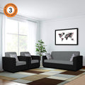 Adorn India Rio Highback 3-1-1 5 Seater Sofa Set (Black & Grey)