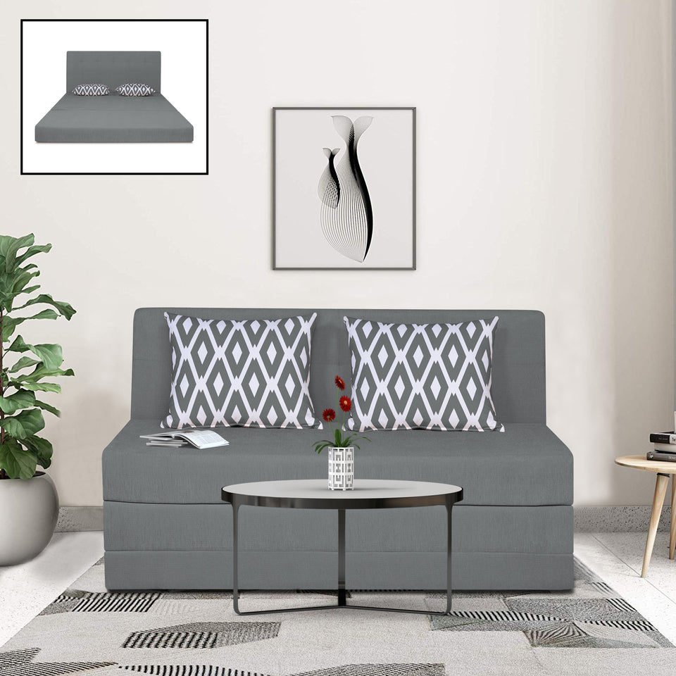 2 Seater Sofa Cum Bed Easy Highback Rhombus 4x6 (Grey)