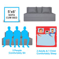 Adorn India Easy Three Seater Sofa Cum Bed Checks Design 5' x 6' (Beige)