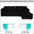 Zink Straight line L Shape 6 Seater Sofa Plain Cushion(Black)