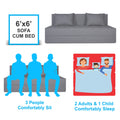 Adorn India Easy Three Seater Sofa Cum Bed Checks Design 6' x 6' (Beige)