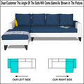 Adorn India Ashley Plain Leatherette Fabric L Shape 8 Seater Sofa Set with 2 Ottoman Puffy & Center Table LHS (Blue & White) (3 Year Warranty)