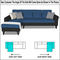 Adorn India Maddox Plain Two Tone L Shape 6 Seater Sofa Set LHS (Blue & Black) (3 Year Warranty)