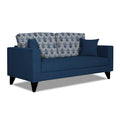 Adorn India Parker Leaf 3 Seater Sofa (Blue) Martin Plus (3 Year Warranty)