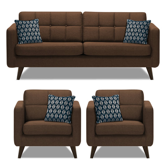 Adorn India Chilly 5 Seater 3-1-1 Fabric Sofa Set (Brown)