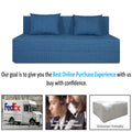 Adorn India Easy Three Seater Sofa Cum Bed Checks Design 5' x 6' (Blue)
