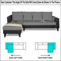 Adorn India Ashley L Shape 6 Seater Sofa Set Leatherette Fabric Plain (Left Hand Side) (Grey & Black) (3 Year Warranty)