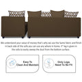 Zink Straight line L Shape 6 Seater Sofa Rhombus Cushion(Camel)
