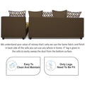 Zink Straight line L Shape 6 Seater Sofa Rhombus Cushion(Brown & Beige)