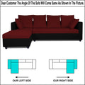 Zink Straight line L Shape 5 Seater Sofa Plain Cushion (Left Side Handle)(Maroon & Black)