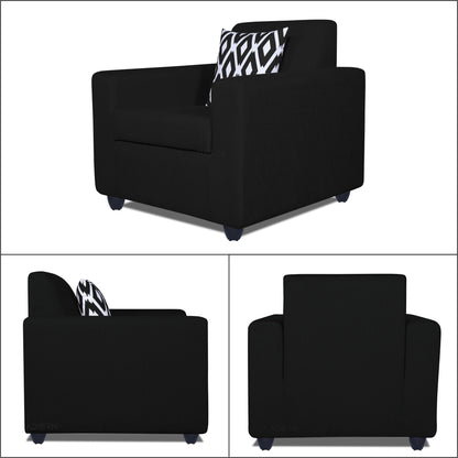 Adorn India Monteno 5 Seater 3-1-1 Sofa Set (Black)