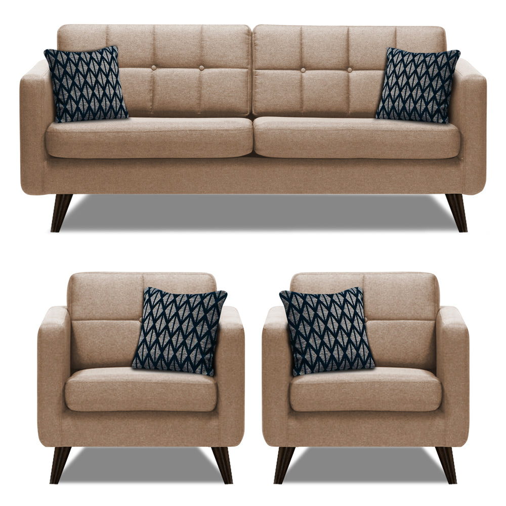 Adorn India Chilly 5 Seater 3-1-1 Fabric Sofa Set (Beige) (3 Year Warranty)