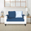 Adorn India Ashley Digitel Print Leatherette Fabric 2 Seater Sofa (Blue & White) (3 Year Warranty)