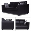 Adorn India Monteno Leatherette 3 Seater Sofa (Black) (3 Year Warranty)