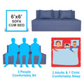 Adorn India Easy 3 Seater Sofa Cum Bed Checks Design 6' x 6' (Grey)