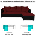 Zink Straight line L Shape 6 Seater Sofa Plain Cushion (Maroon & Black)