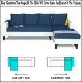 Adorn India Ashley Plain Leatherette Fabric L Shape 8 Seater Sofa Set with 2 Ottoman Puffy & Center Table RHS (Blue & White) (3 Year Warranty)