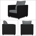 Zink Straight Line 3-1-1 5 Seater Sofa Set(Black & Grey)