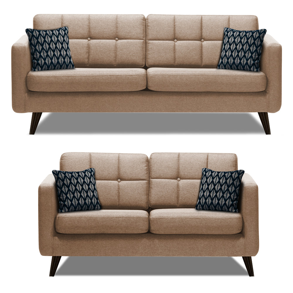Adorn India Chilly 3+2 5 Seater Sofa Set (Beige) (3 Year Warranty)