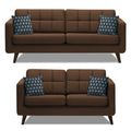 Adorn India Chilly 5 Seater 3+2 Fabric Sofa Set (Brown) (3 Year Warranty)