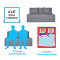 Adorn India Easy Two Seater Sofa Cum Bed Checks Design 4' x 6' (Beige)