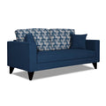 Adorn India Berlin Bricks 3 Seater Sofa (Blue) Martin Plus (3 Year Warranty)