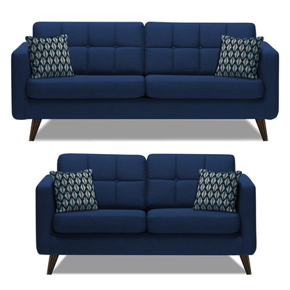 Adorn India Chilly 5 Seater 3+2 Fabric Sofa Set (Blue)