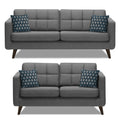 Adorn India Chilly 5 Seater 3+2 Fabric Sofa Set (Grey) (3 Year Warranty)