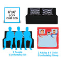 Adorn India Easy Highback Three Seater Sofa Cum Bed Rhombus 6' x 6' (Black) (1 Year Warranty)
