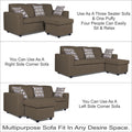 Adorn India Monteno L Shape 4 Seater Sofa Set (Brown) (3 Year Warranty)