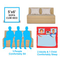 Adorn India Easy Highback Three Seater Sofa Cum Bed Rhombus 5' x 6' (Beige) (1 Year Warranty)
